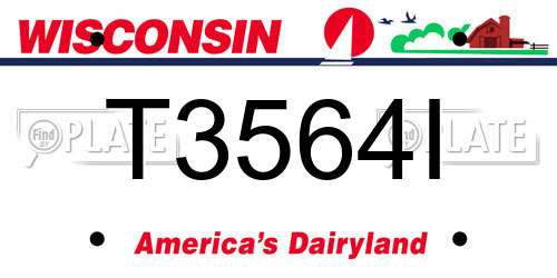 T3564I Wisconsin License Plate
