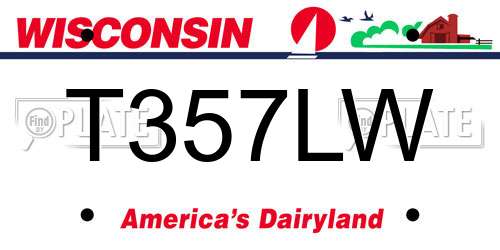 T357LW Wisconsin License Plate