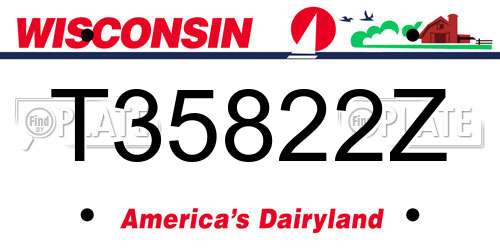 T35822Z Wisconsin License Plate