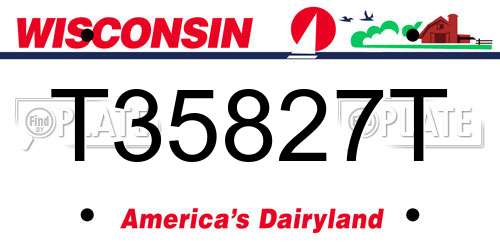 T35827T Wisconsin License Plate