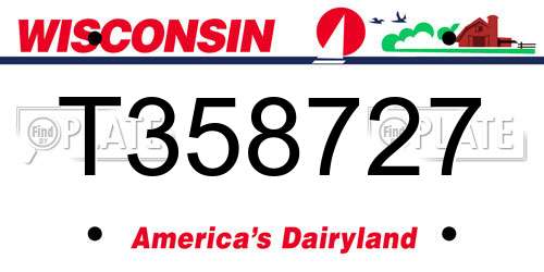 T358727 Wisconsin License Plate