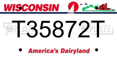 T35872T Wisconsin License Plate