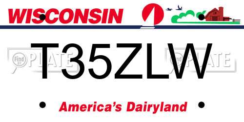 T35ZLW Wisconsin License Plate