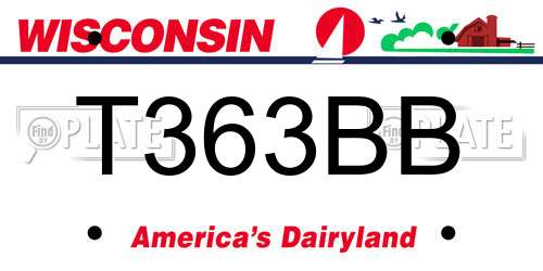 T363BB Wisconsin License Plate