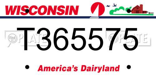 T365575 Wisconsin License Plate
