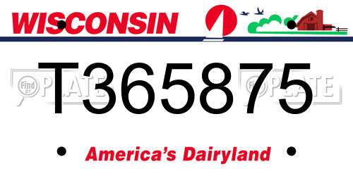T365875 Wisconsin License Plate