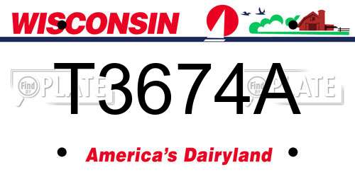 T3674A Wisconsin License Plate