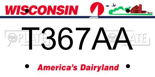 T367AA Wisconsin License Plate
