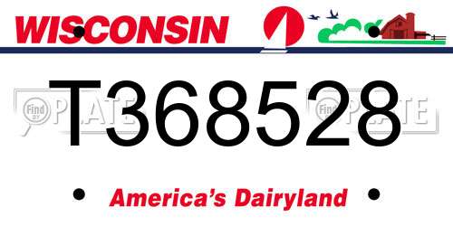 T368528 Wisconsin License Plate