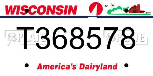 T368578 Wisconsin License Plate