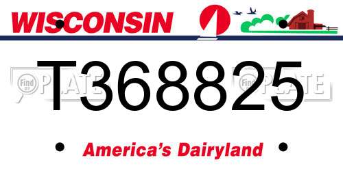 T368825 Wisconsin License Plate