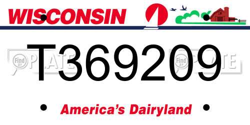 T369209 Wisconsin License Plate