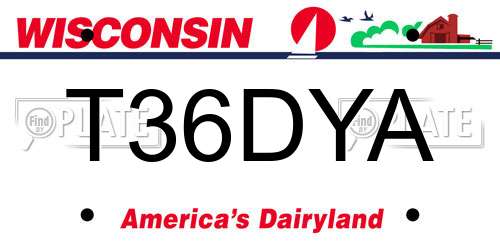 T36DYA Wisconsin License Plate