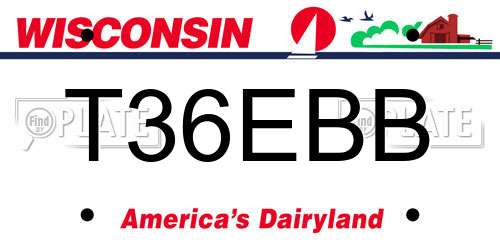 T36EBB Wisconsin License Plate