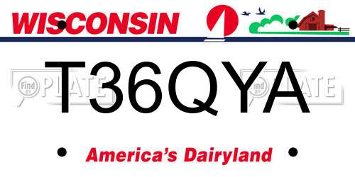 T36QYA Wisconsin License Plate