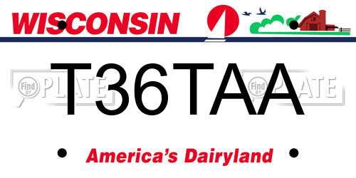 T36TAA Wisconsin License Plate