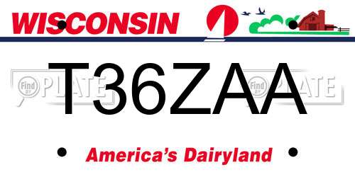 T36ZAA Wisconsin License Plate