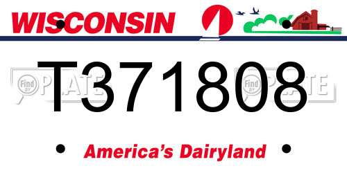 T371808 Wisconsin License Plate
