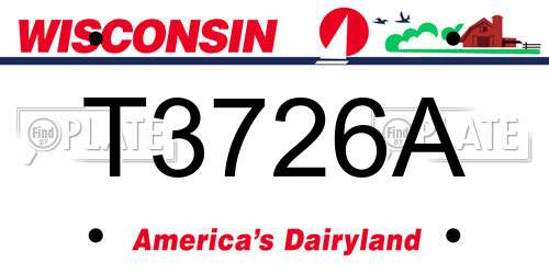 T3726A Wisconsin License Plate