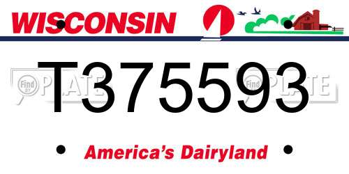 T375593 Wisconsin License Plate
