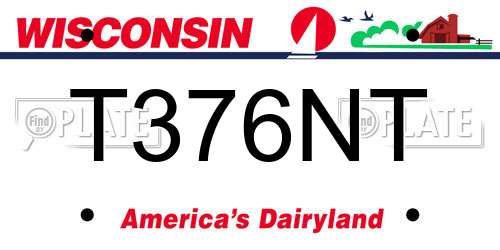 T376NT Wisconsin License Plate