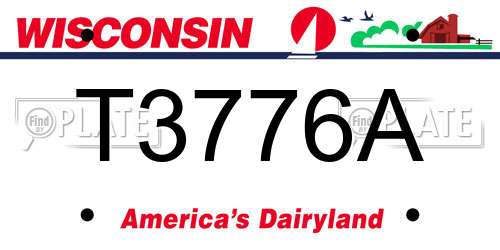 T3776A Wisconsin License Plate