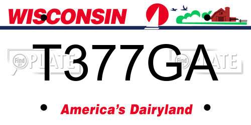 T377GA Wisconsin License Plate