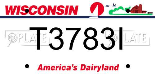 T3783I Wisconsin License Plate