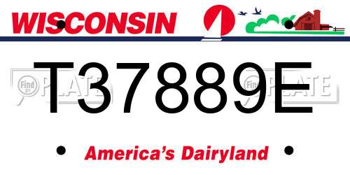 T37889E Wisconsin License Plate