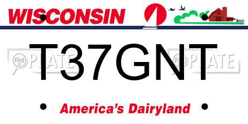 T37GNT Wisconsin License Plate