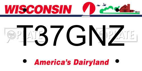 T37GNZ Wisconsin License Plate