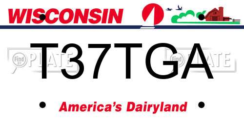 T37TGA Wisconsin License Plate