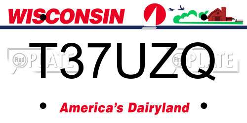 T37UZQ Wisconsin License Plate