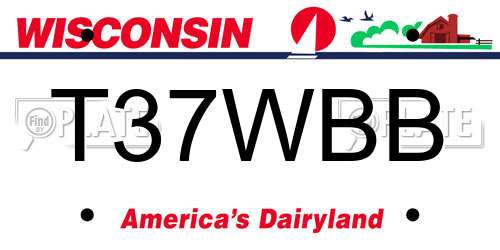 T37WBB Wisconsin License Plate