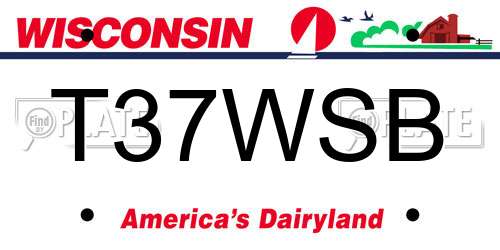 T37WSB Wisconsin License Plate