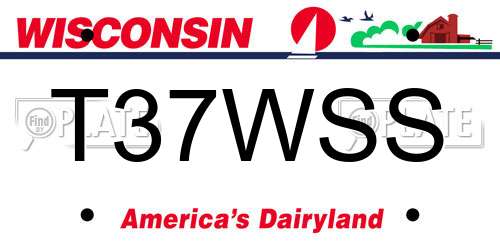T37WSS Wisconsin License Plate