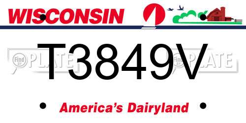 T3849V Wisconsin License Plate