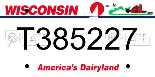 T385227 Wisconsin License Plate