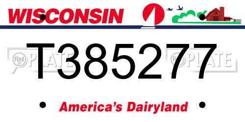 T385277 Wisconsin License Plate