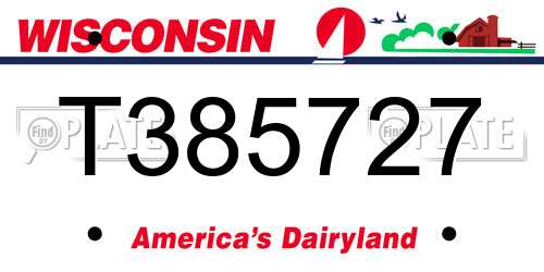 T385727 Wisconsin License Plate