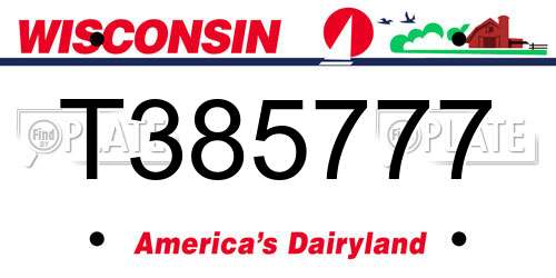 T385777 Wisconsin License Plate