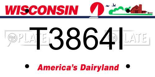 T3864I Wisconsin License Plate