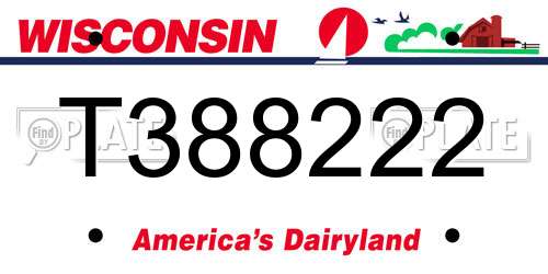 T388222 Wisconsin License Plate