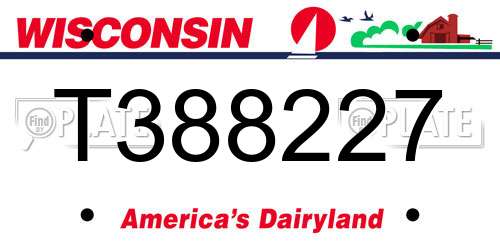 T388227 Wisconsin License Plate