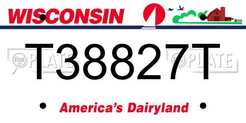 T38827T Wisconsin License Plate