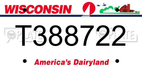 T388722 Wisconsin License Plate