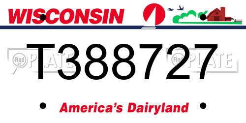 T388727 Wisconsin License Plate