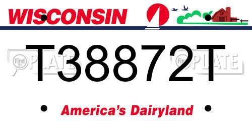 T38872T Wisconsin License Plate