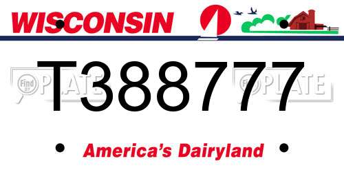 T388777 Wisconsin License Plate