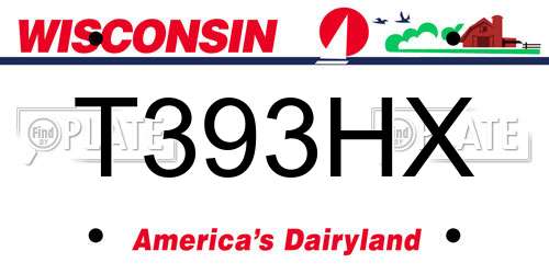 T393HX Wisconsin License Plate